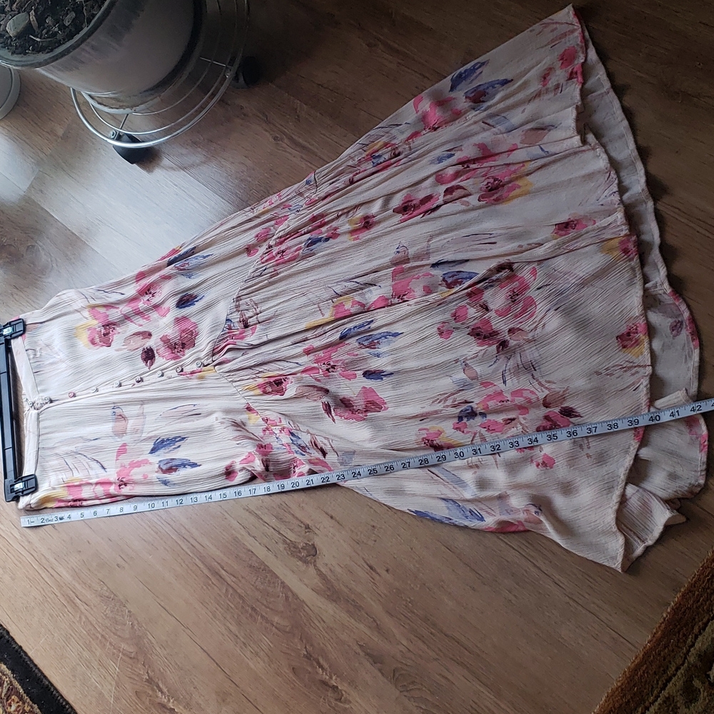 Billabong Cream Floral Maxi Skirt with Pink and Blue Accents - Picture 3 of 12